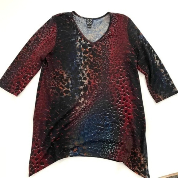 Ciara Sun Woo Abstract Tunic Shirt Small V Neck Made USA - Picture 1 of 6